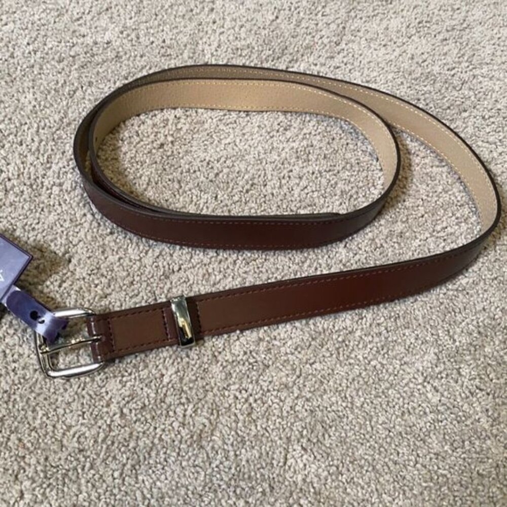 Women’s Brown Belt with Silver Buckle 1” wide Size 2XL NWT